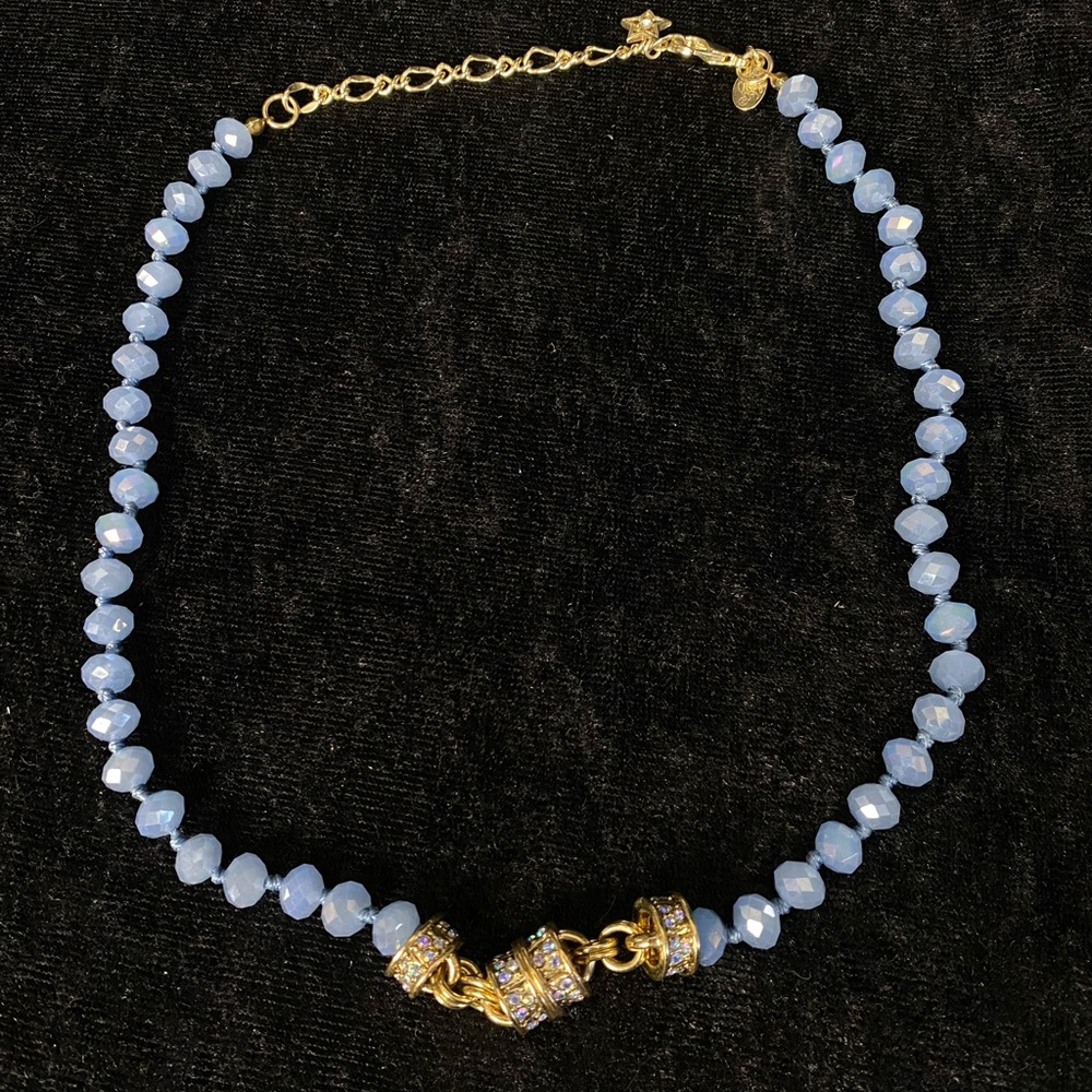 KIRKS FOLLY Crystal Goddess Magnetic Necklace Blue & Goldtone